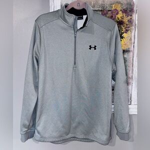 Under Armour Mens Sz M Gray 1/4 Zip Pullover Track Jacket Cold Gear Loose Fleece